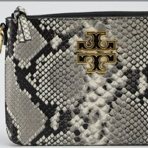 Tory Burch Black and Gray Snake Print Clutch